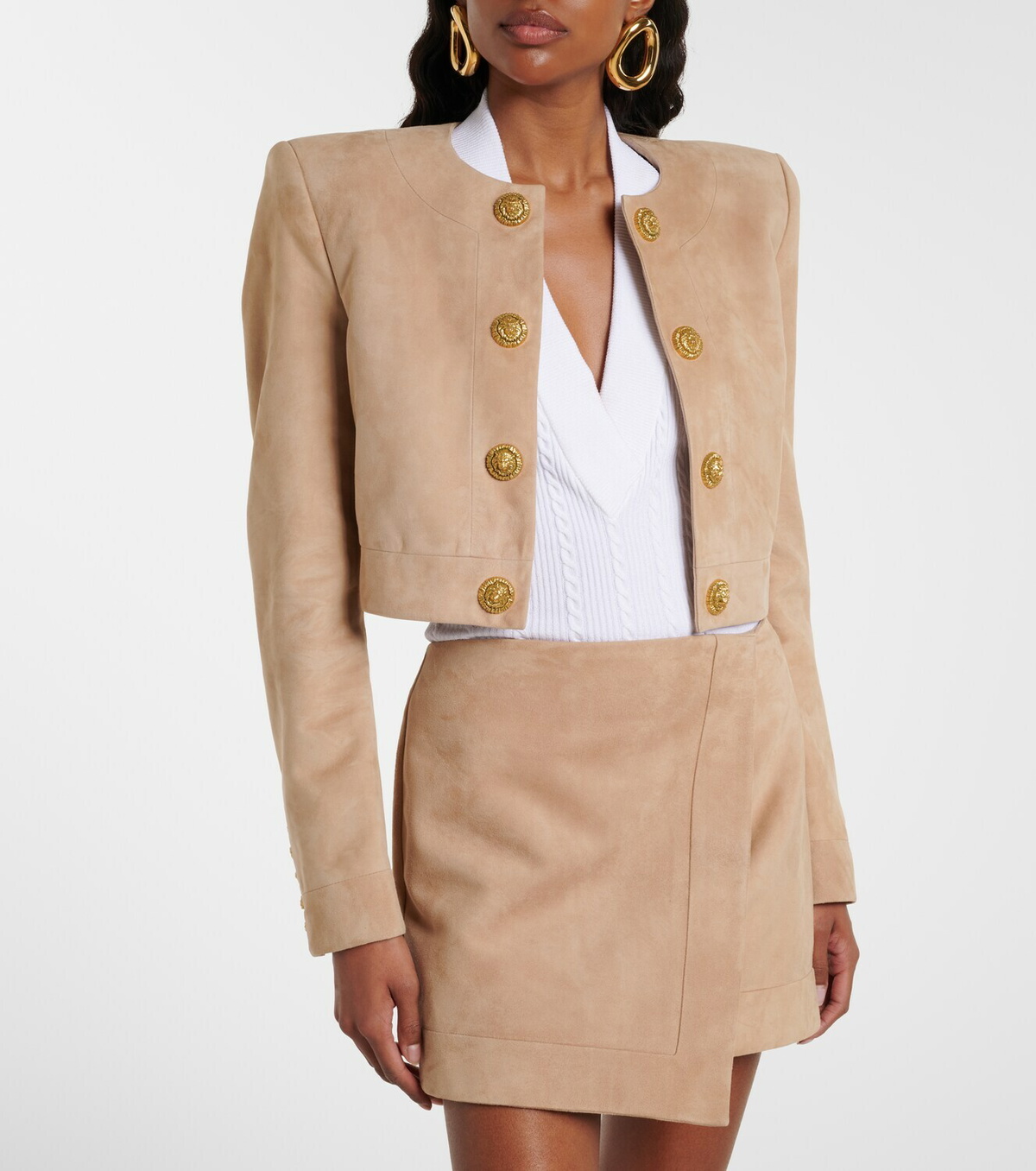 Balmain Suede cropped jacket