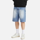 Dime Men's Pleated Denim Shorts in Blue Washed