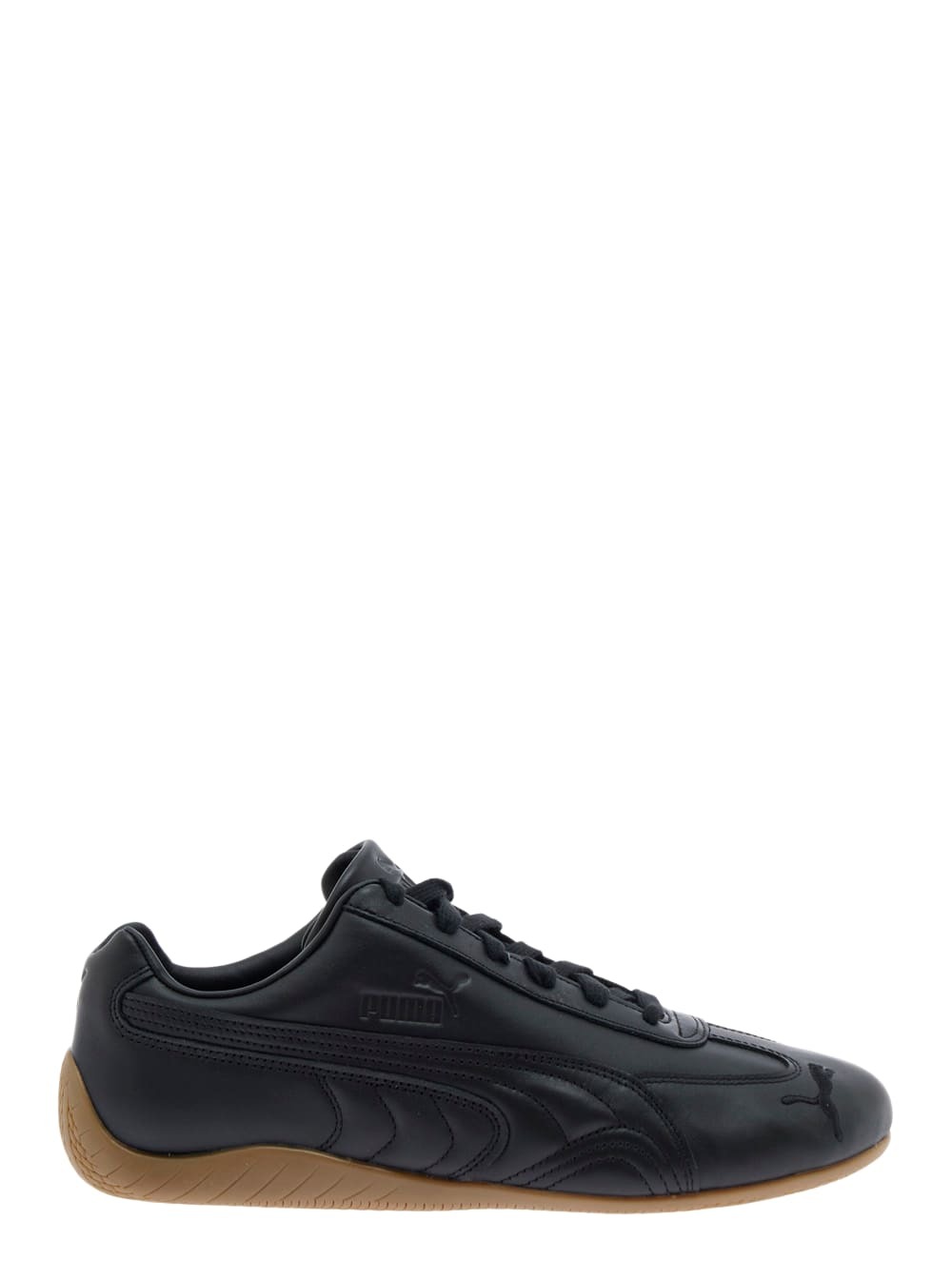 Puma speedcat Black Low Top Sneakers With Embossed Logo On The Tongue And Contrasting Sole In Leather Unisex