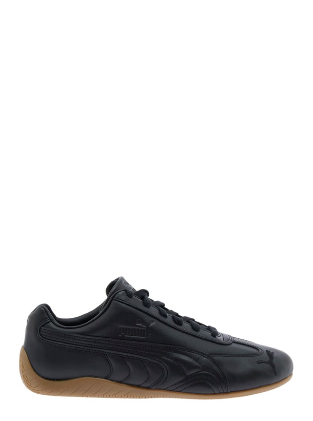 Photo: Puma speedcat Black Low Top Sneakers With Embossed Logo On The Tongue And Contrasting Sole In Leather Unisex