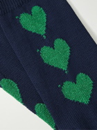 Rostersox - Heart Counter Metallic Intarsia Cotton-Blend Socks