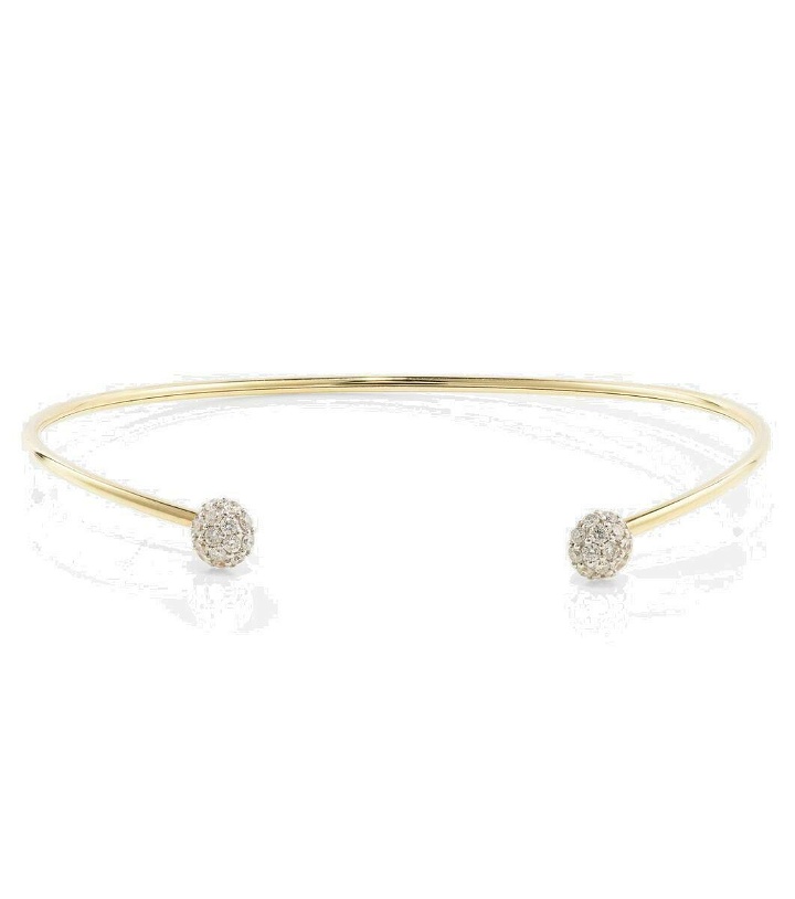 Photo: Stone and Strand Dainty Mirror Ball 10kt gold cuff bracelet with diamonds
