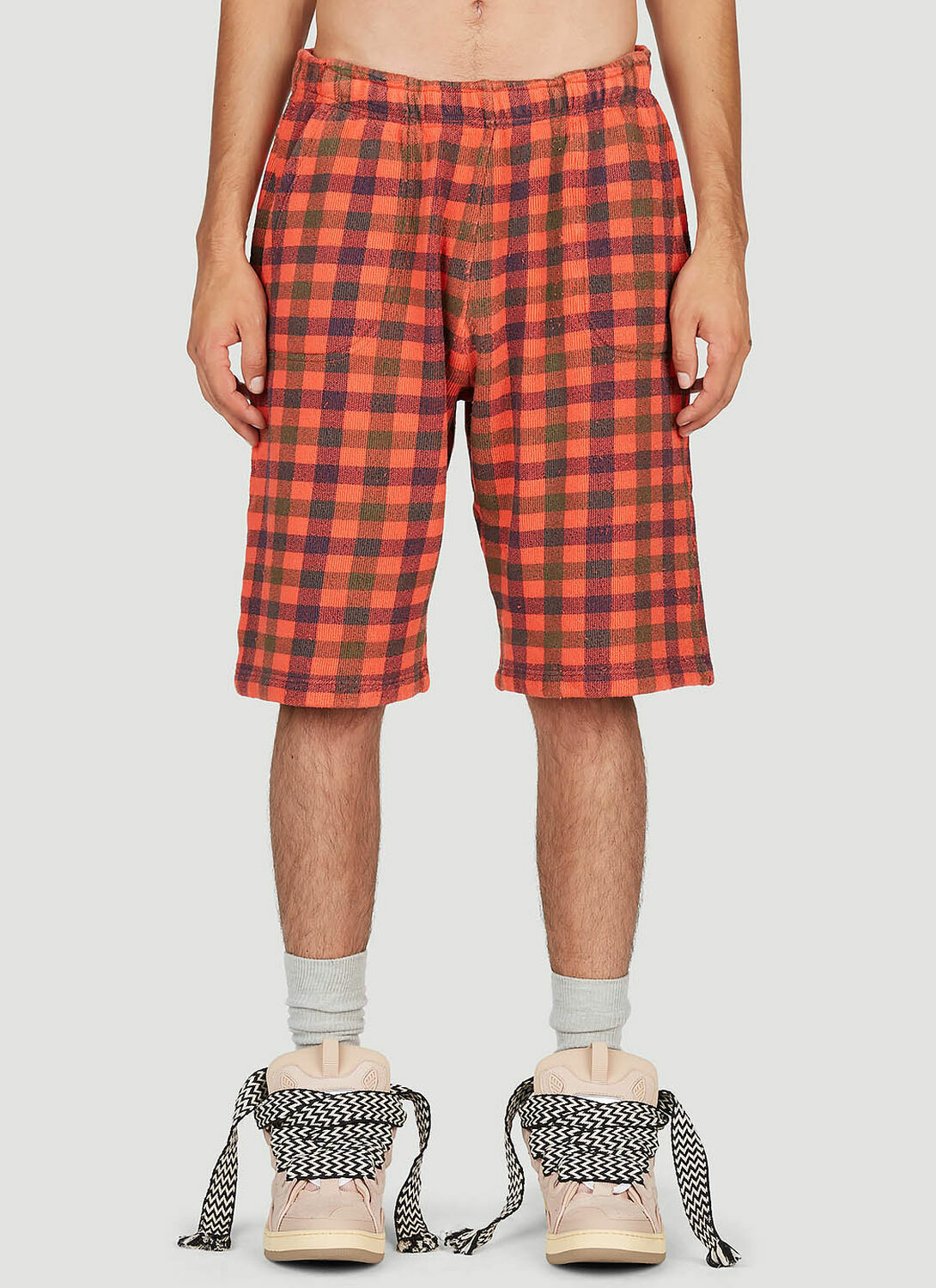 ERL Check Print Fleece-Jersey Bermuda Shorts