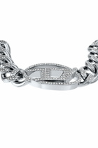 Diesel Stainless steel Oval D glitz chain bracelet - Bracelets - Unisex - Silver
