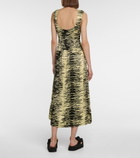 Ganni - Tiger-print satin midi dress