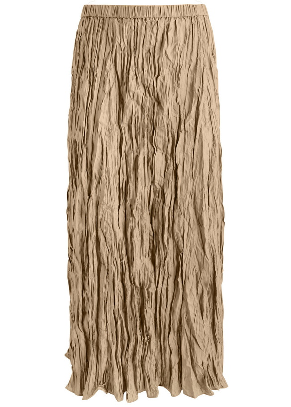 Photo: Eileen Fisher Crinkled Plissé Silk Midi Skirt Brown