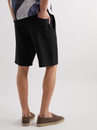 NN07 - Jerry Straight-Leg Linen-Gauze Drawstring Shorts - Black
