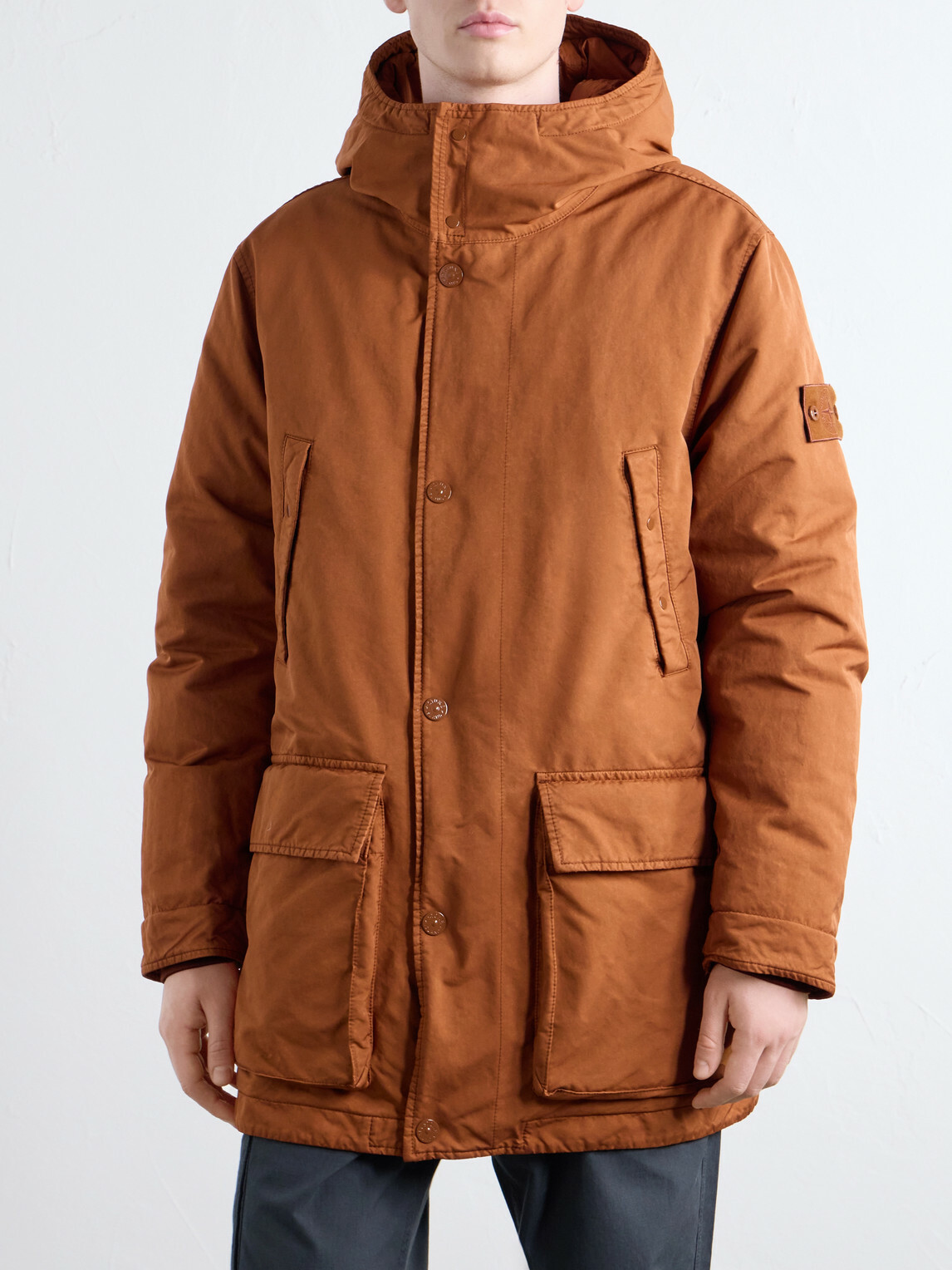 Stone Island - STONE ISLAND GHOST Garment-Dyed Shell Down Parka - Orange