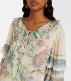 Etro Printed ruffled lace-trimmed silk minidress
