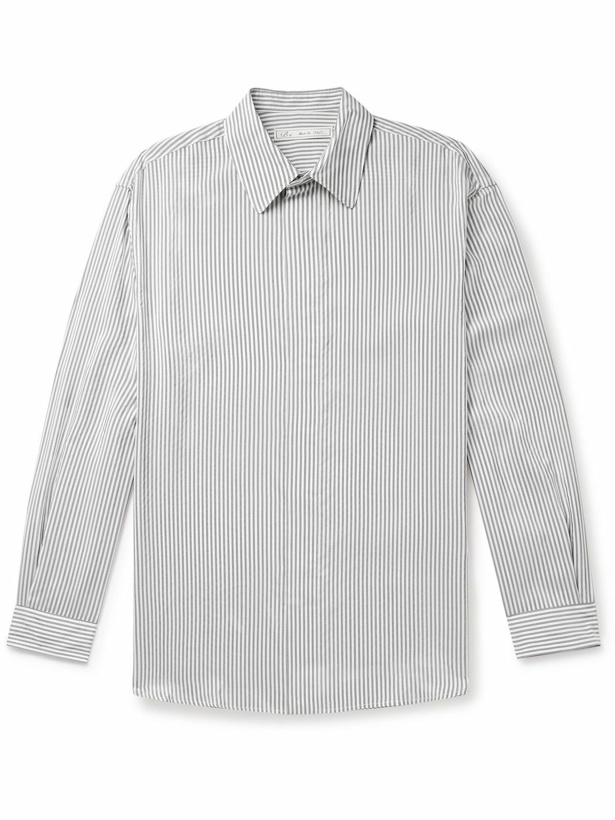 Photo: UMIT BENAN B - Striped Silk Shirt - Gray