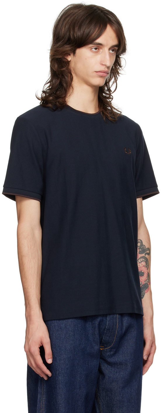 ★FRED PERRY★ Sharp Crepe Pique T-Shirt Navy AFPM2518585795 Crepe Piqué T-Shirt - Navy | Men's T-Shirts | Designer T