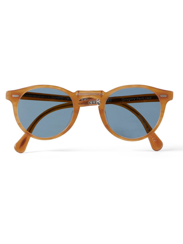 Photo: OLIVER PEOPLES - Gregory Peck Round-Frame Tortoiseshell Acetate Polarised Folding Sunglasses - Brown