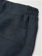 De Petrillo - Slim-Fit Straight-Leg Linen Drawstring Trousers - Blue