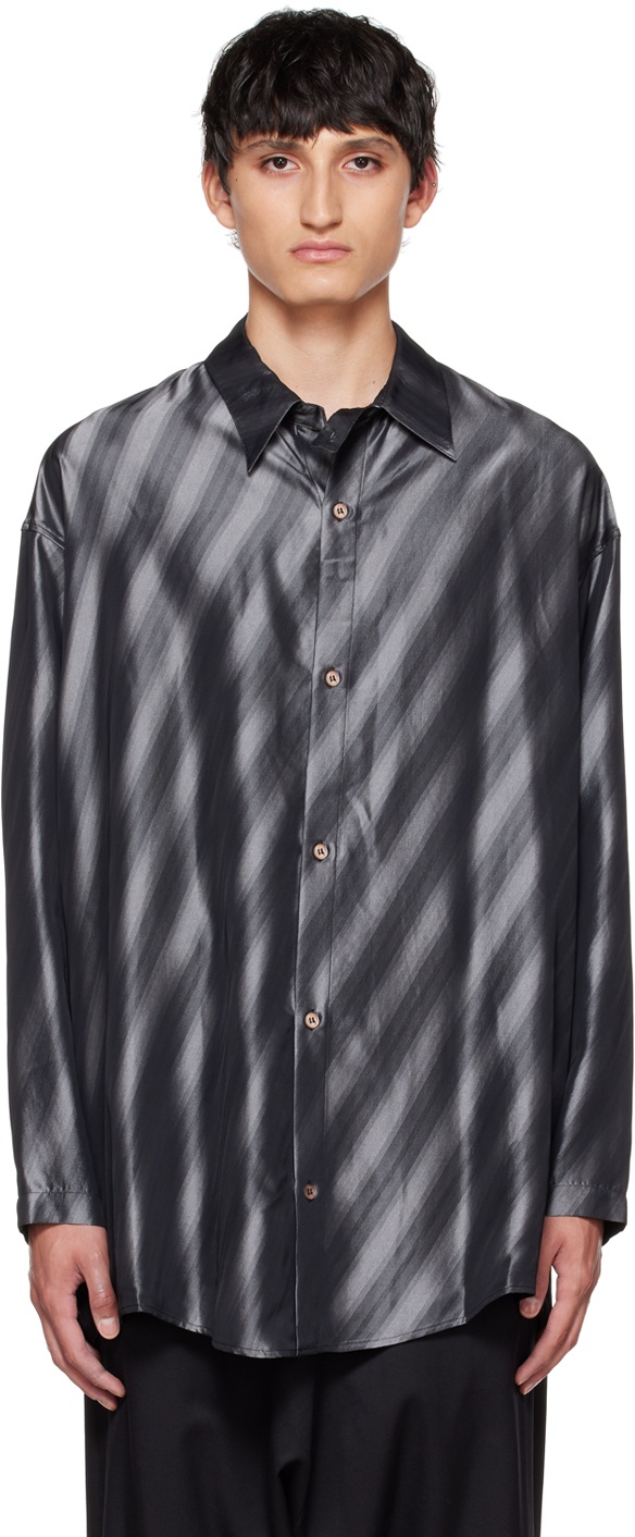 Sulvam Black & Gray Over Chin Strap Shirt Sulvam