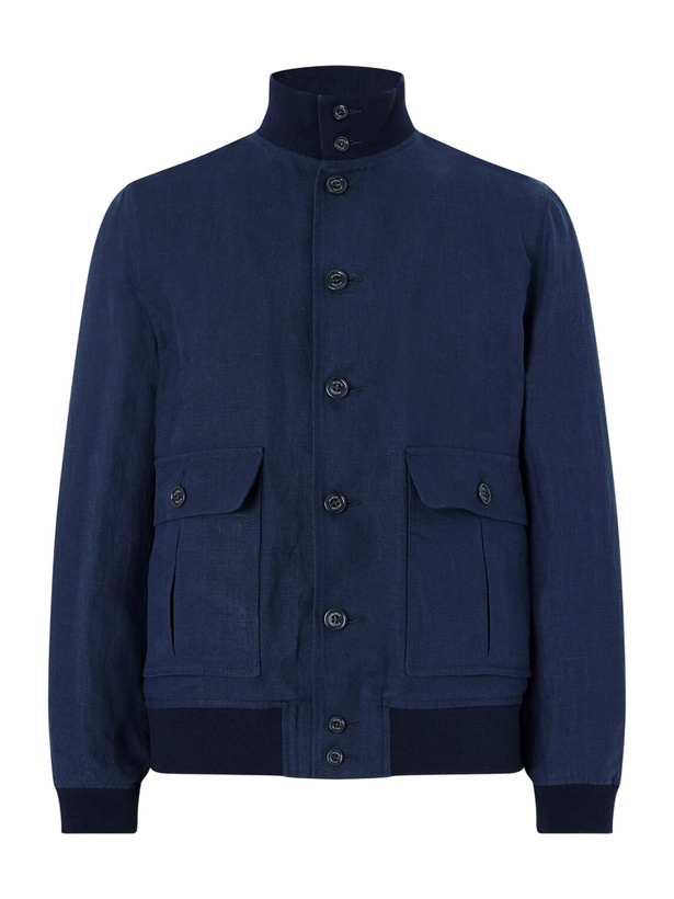 Photo: Valstar - Valstarino Linen Bomber Jacket - Blue