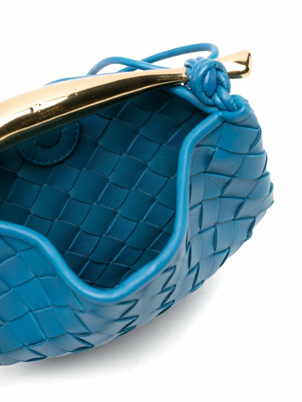 【BOTTEGA VENETA】Mini Intrecciato Crossbody Blue Bottega Veneta Loop Mini Intrecciato Leather Cross-body Bag