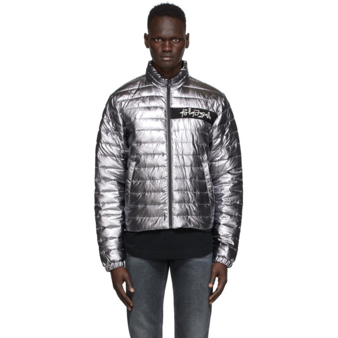 Palm Angels Silver Metallic Quilted Jacket Palm Angels