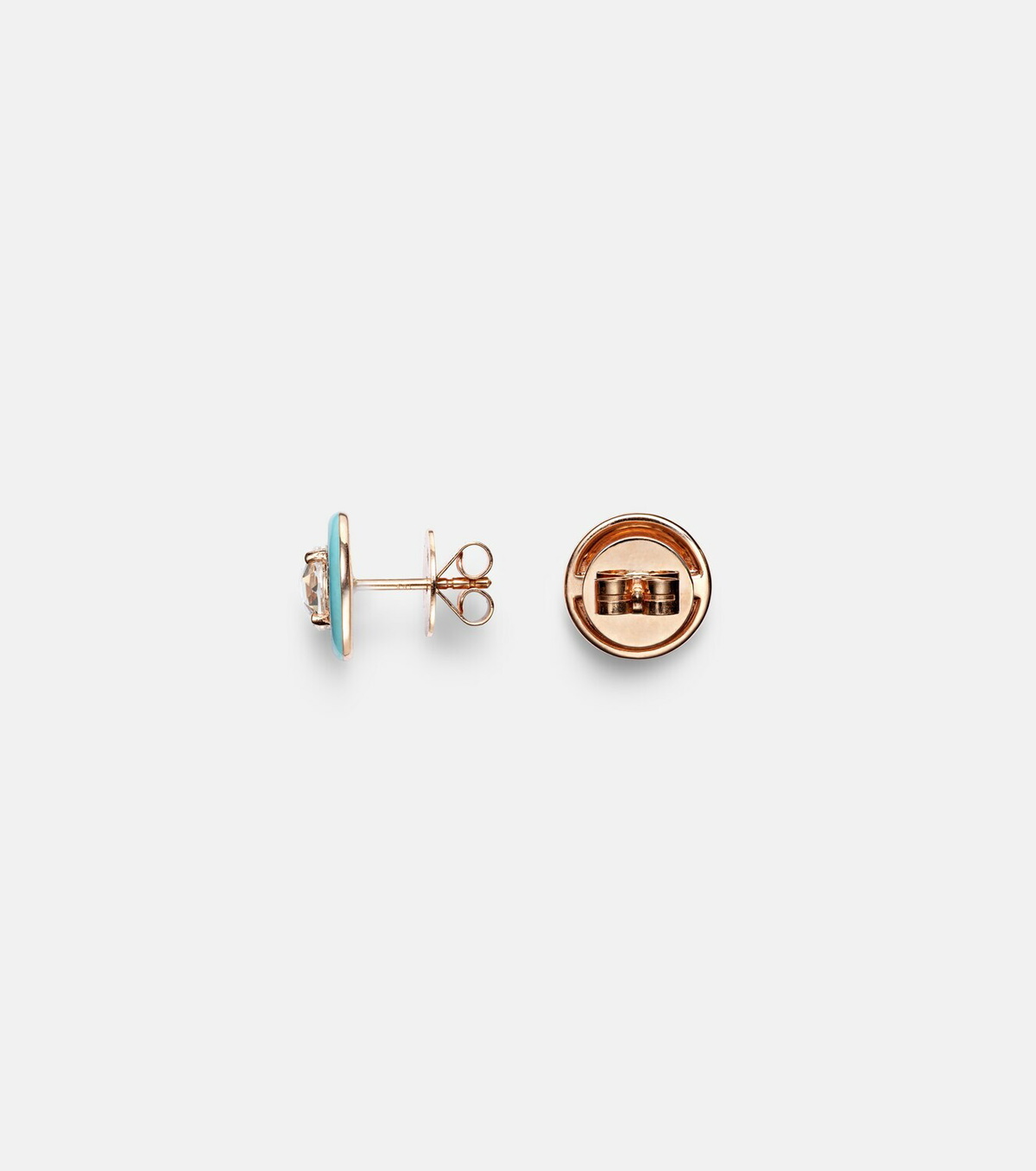 Kamyen 18kt rose gold and enamel earrings with diamonds