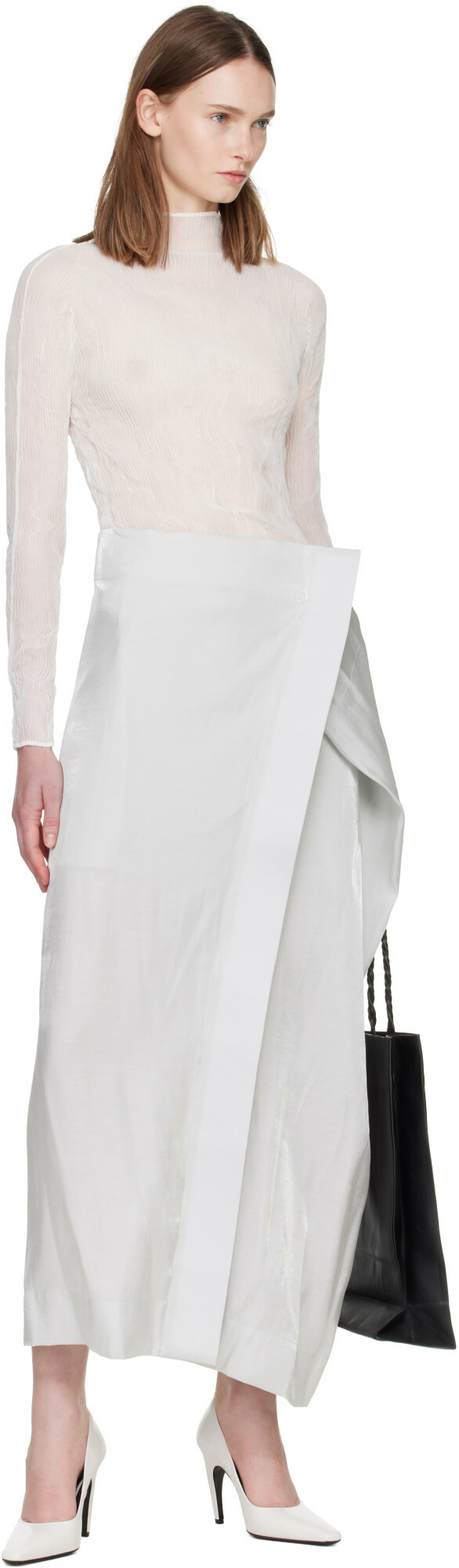 ISSEY MIYAKE White Chiffon Twist Top