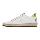 Golden Goose White and Green Ball Star Sneakers