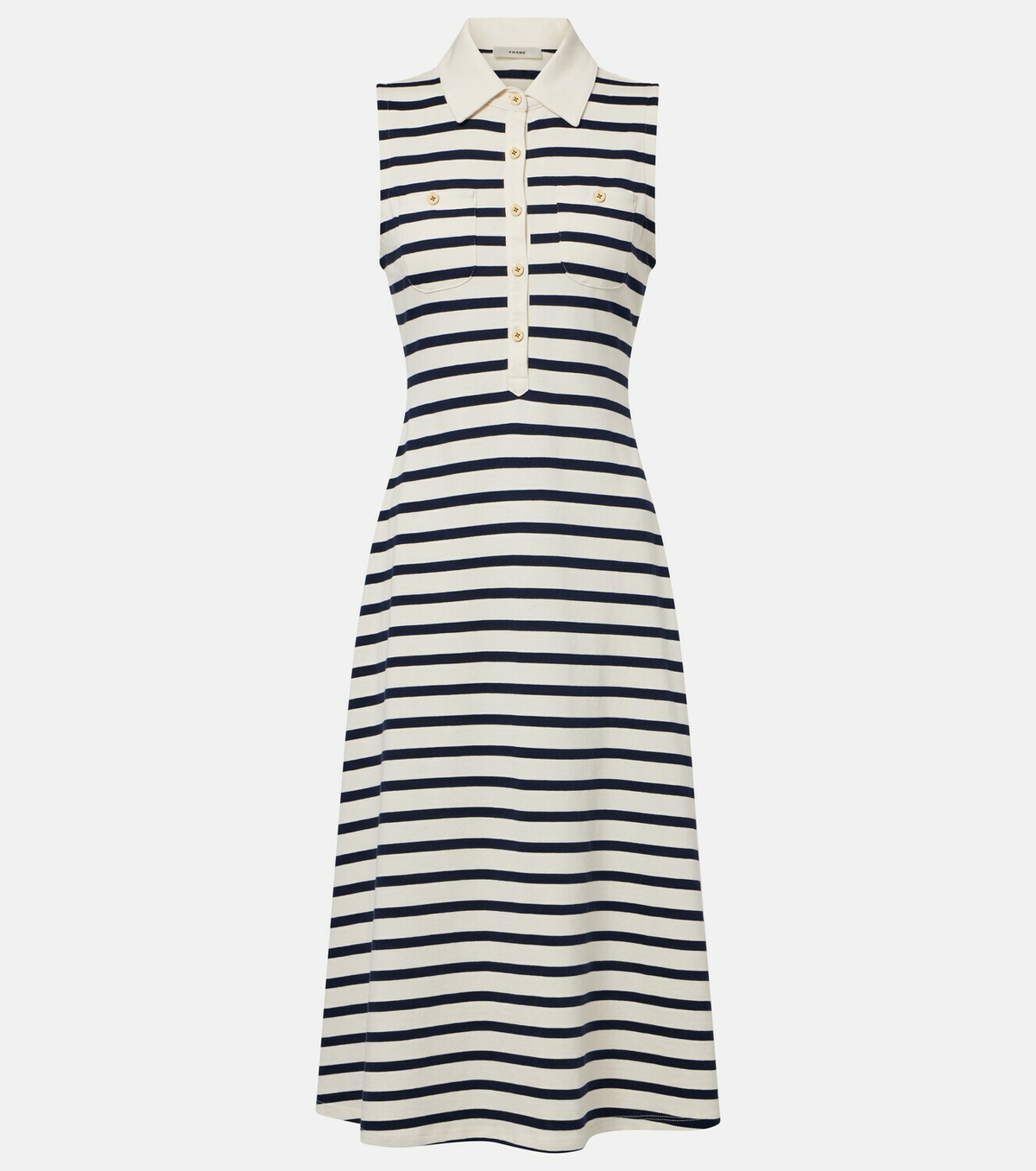 Frame Sea Breeze striped cotton polo dress