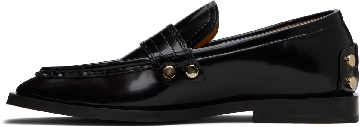 GANNI Black Studs Square Toe Loafers