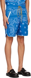 Rhude Blue Bandana Track Shorts