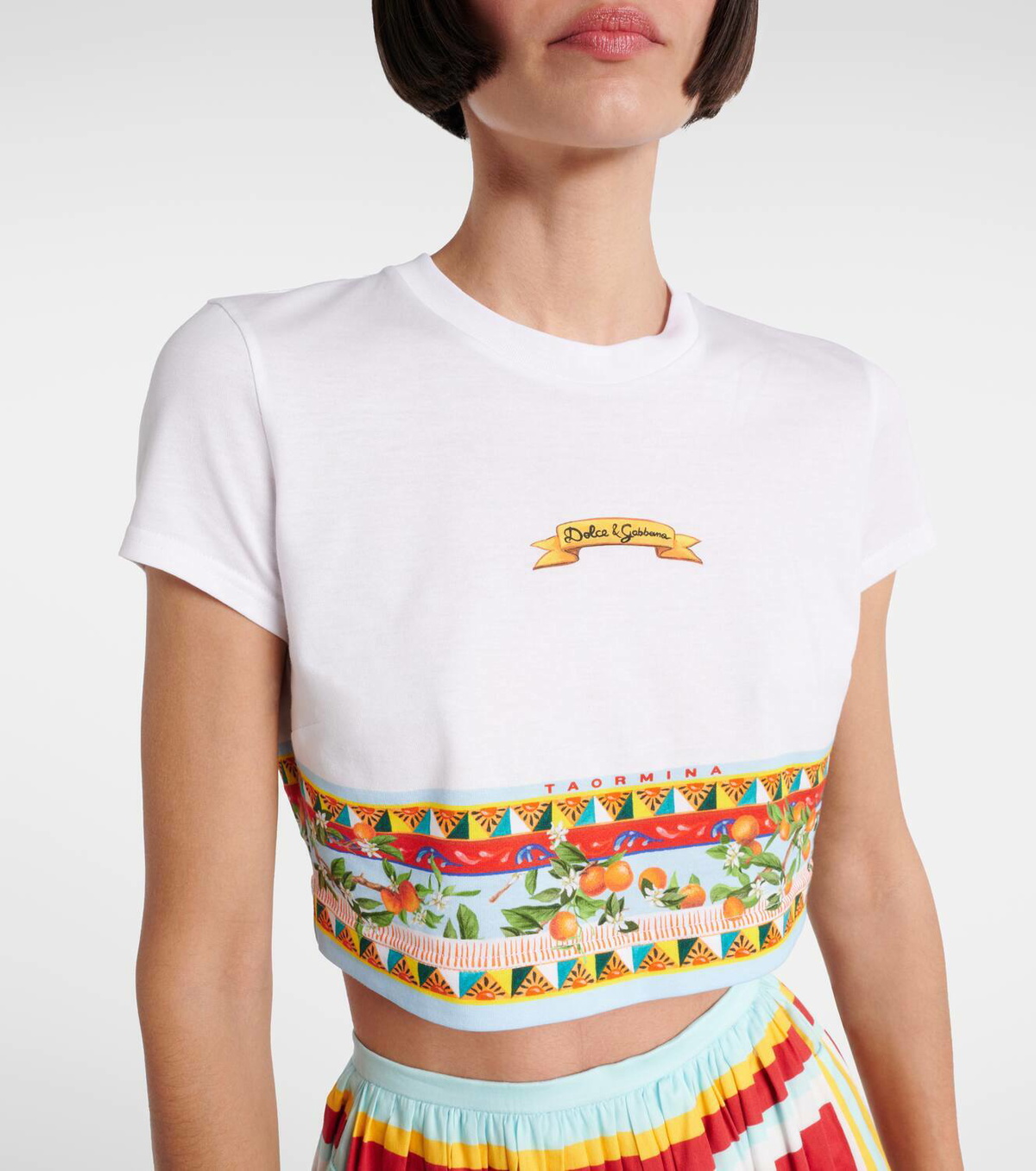 Dolce&Gabbana Cropped printed cotton T-shirt