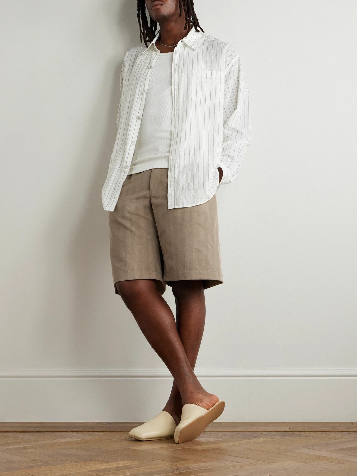 Our Legacy - Emporio Armani Pleated Striped Herringbone Twill
