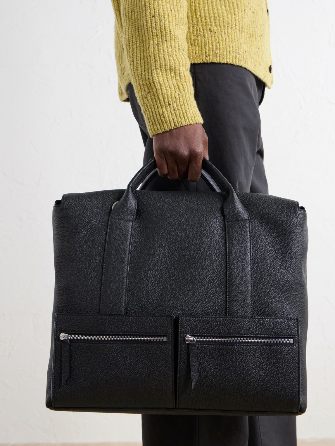 Métier - Racer 40 Pebble-Grain Leather Tote Bag - Black