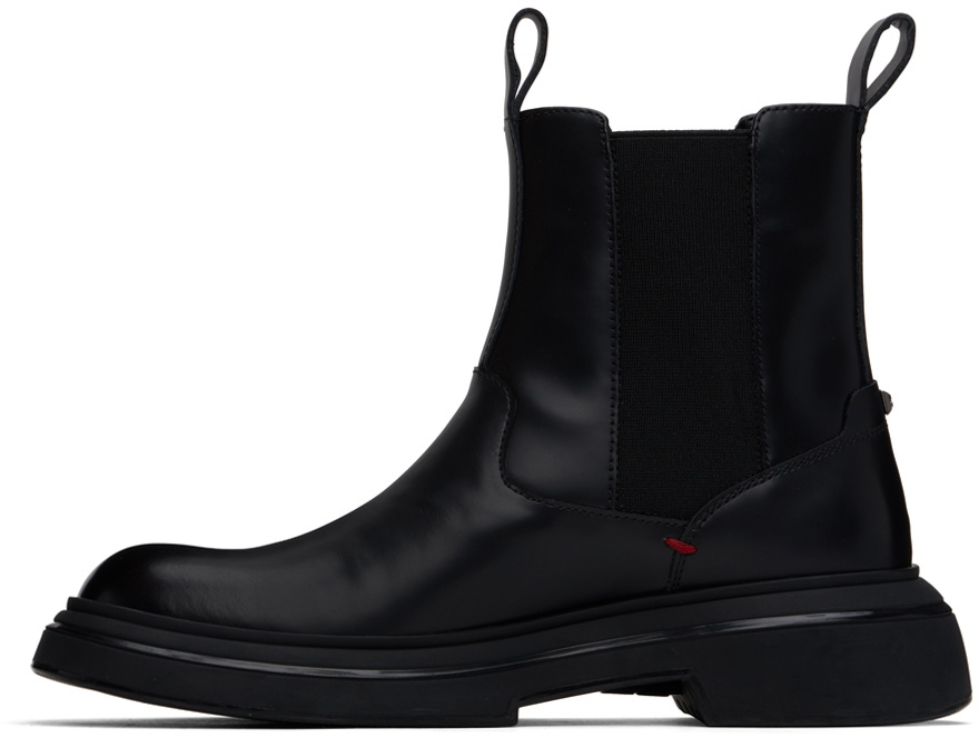 Hugo Black Polished Leather Chelsea Boots
