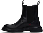 Hugo Black Polished Leather Chelsea Boots