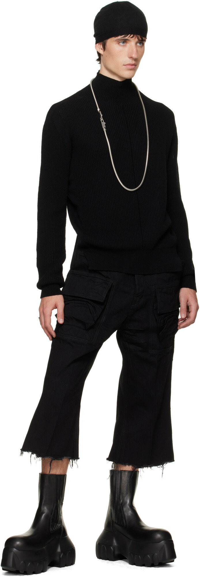 Rick Owens Black Tower Bolan Cutoff Cargo Pants