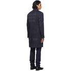 Etro Navy Wool Check Coat