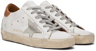 Golden Goose White & Brown Super-Star Sneakers