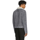 Yves Salomon Blue Suede and Shearling Jacket