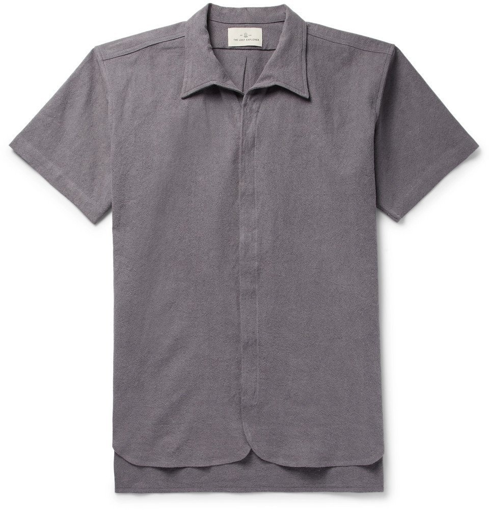 Photo: The Lost Explorer - Auk Slub Linen and Organic Cotton-Blend Shirt - Men - Plum