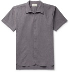 The Lost Explorer - Auk Slub Linen and Organic Cotton-Blend Shirt - Men - Plum