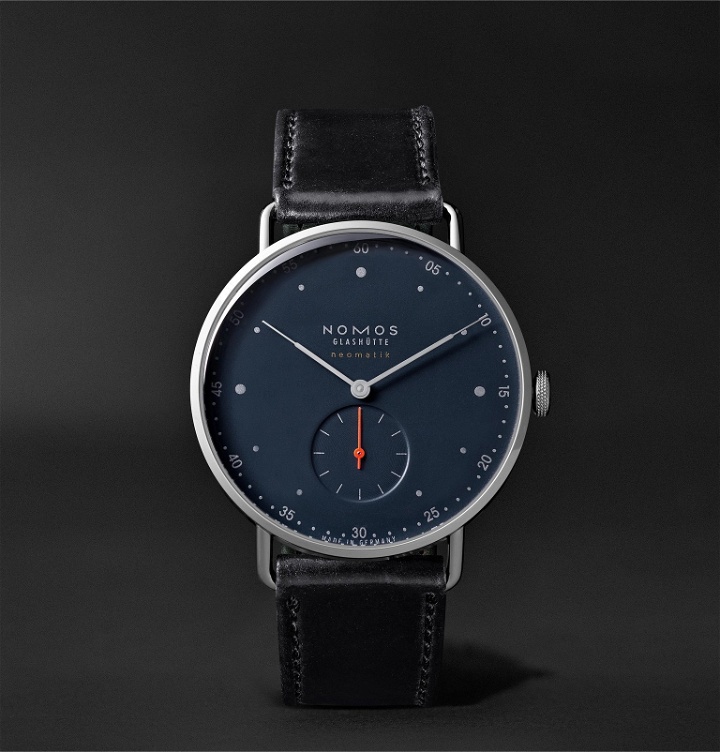 Photo: NOMOS Glashütte - At Work Orion Neomatik Automatic 39mm Stainless Steel and Leather Watch, Ref. No. 340 - Blue