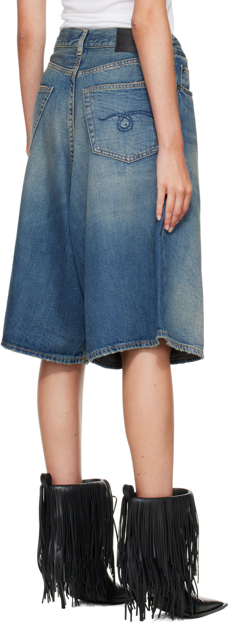 R13 Indigo Jesse Denim Shorts