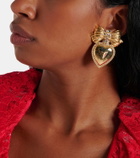 Alessandra Rich Heart embellished clip-on earrings