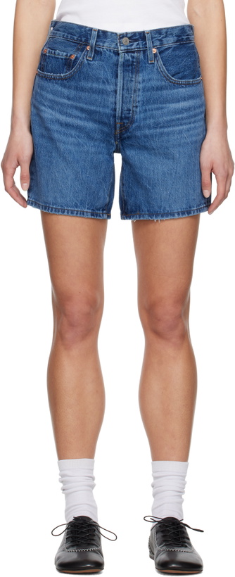 Photo: Levi's Blue 501 Mid Thigh Denim Shorts