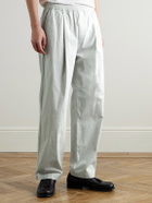 Folk - Straight-Pleated Cotton-Blend Seersucker Trousers - Gray