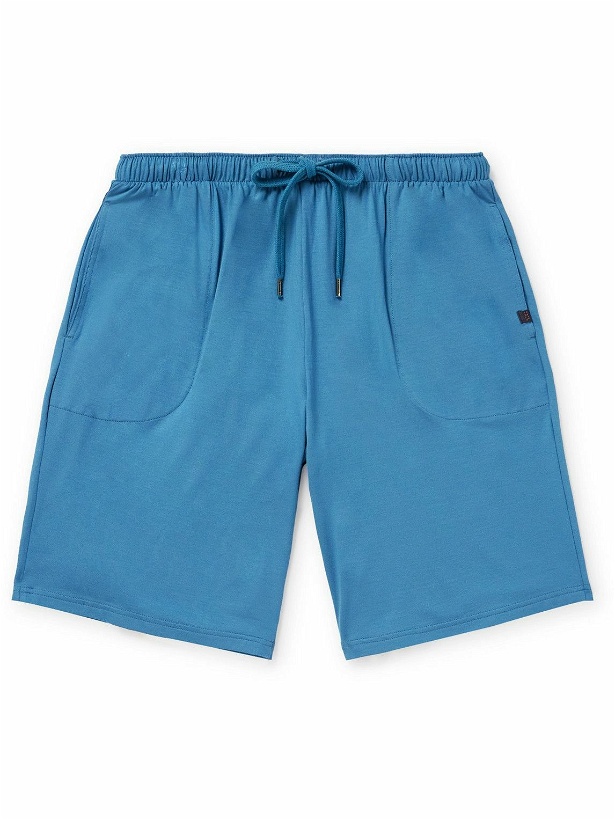 Photo: Derek Rose - Basel 15 Straight-Leg Stretch-Modal Jersey Drawstring Shorts - Blue