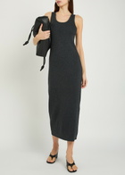 Lisa Yang Lexie Cotton and Cashmere-blend Midi Dress Grey