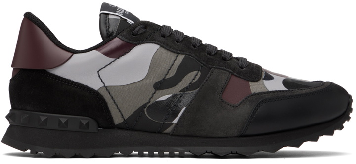 Photo: Valentino Garavani Black & Burgundy Rockrunner Sneakers