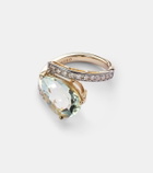 Mateo Slanted 14kt gold ring with amethyst and diamonds