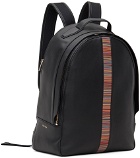 Paul Smith Black Leather Signature Stripe Backpack