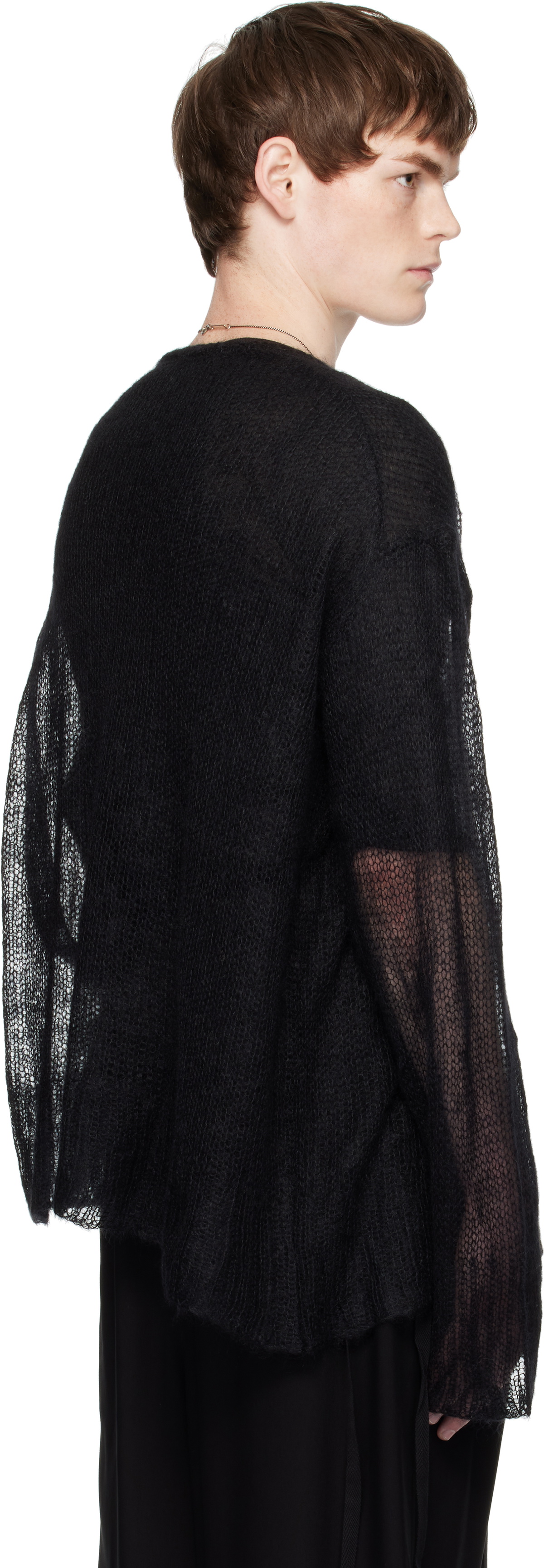 Ann Demeulemeester Black Kent Open Neck High Comfort Sweater