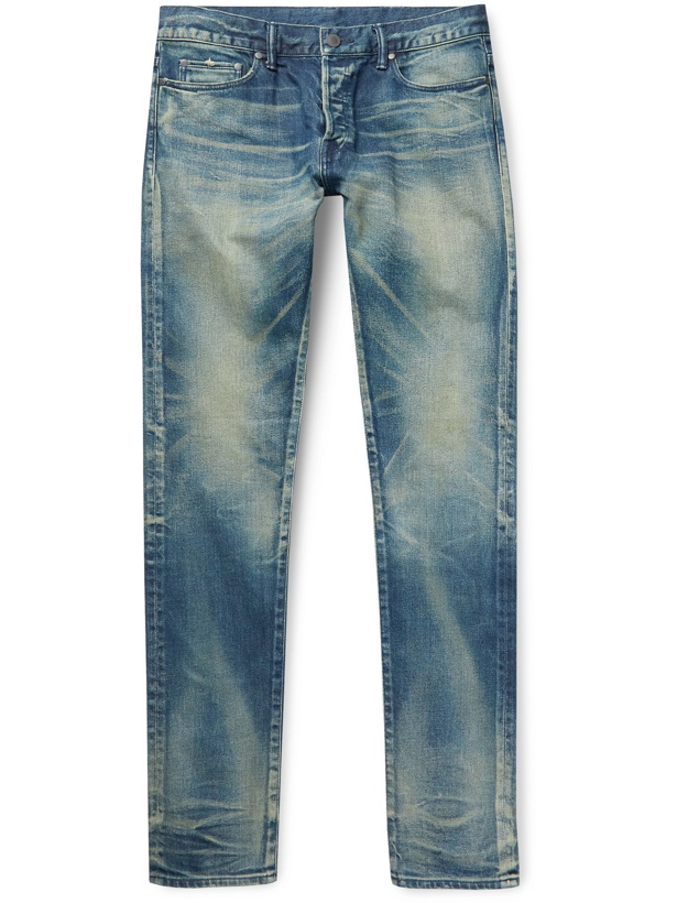 Photo: JOHN ELLIOTT - The Cast 2 Slim-Fit Distressed Denim Jeans - Blue - UK/US 28